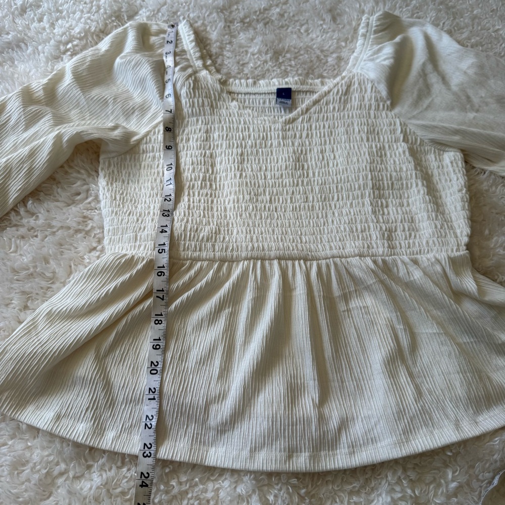 Old Navy bundle (2) Long Sleeve ruched blouse & red Balconette crop top Sz Large - Picture 5 of 15